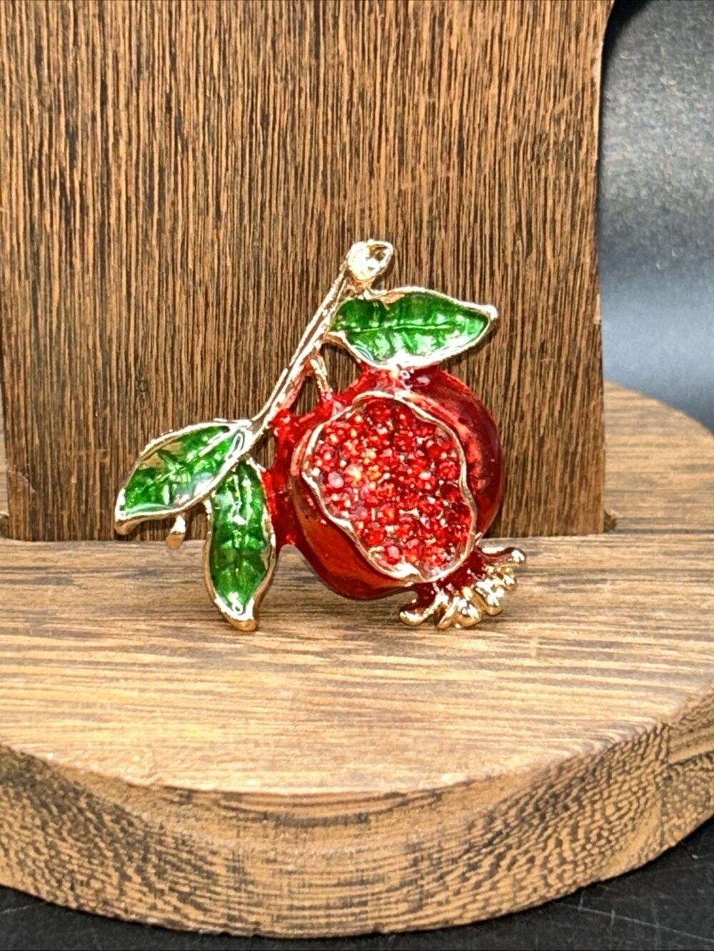 Modern Costume Jewelry Pomegranate Pin Brooch 1 1/2"